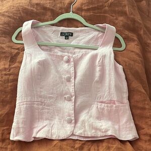 J. Crew Light Pink Sleeveless Button Top. Linen blend. EUC